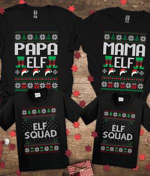 Matching Family Christmas Mama Elf. Papa Elf. Elf Squad T-shirt